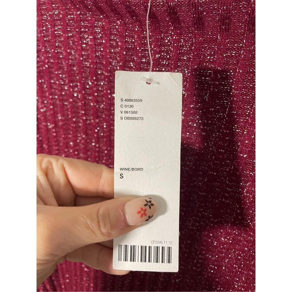 NWT Urban Outfitters Wine Burgundy Shimmer Mock Neck Long Sleeve Dress - Picture 5 of 9